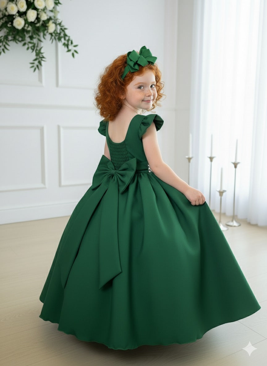 Vestido Longo Verde Esmeralda em Tule e Poliéster para Festas e Eventos