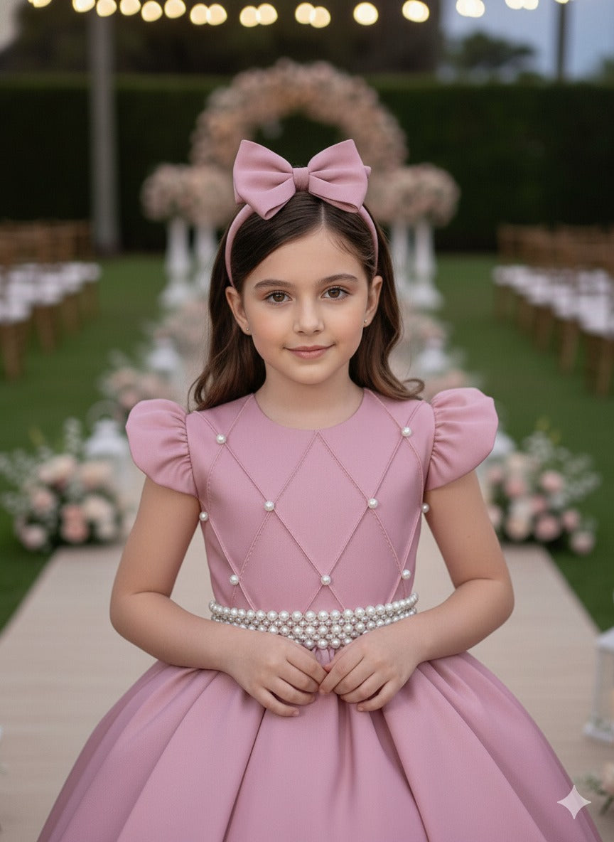 Vestido Longo Rosê em Tule com Babado para Festas e Formaturas