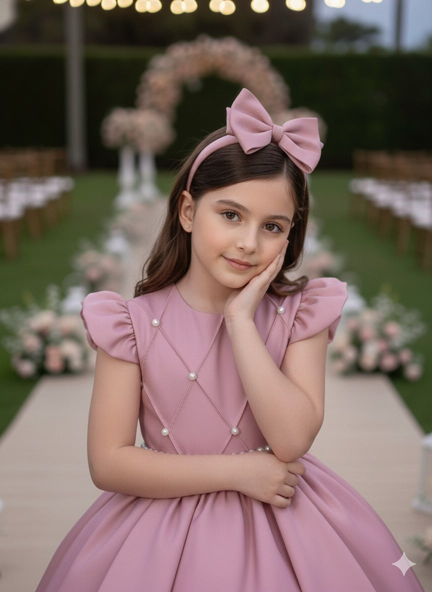 Vestido Longo Rosê em Tule com Babado para Festas e Formaturas