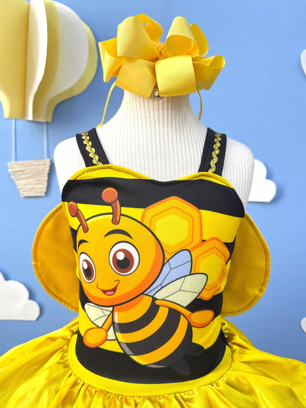 Fantasia Infantil Abelhinha Amarelo e Preto com Detalhes Dourados