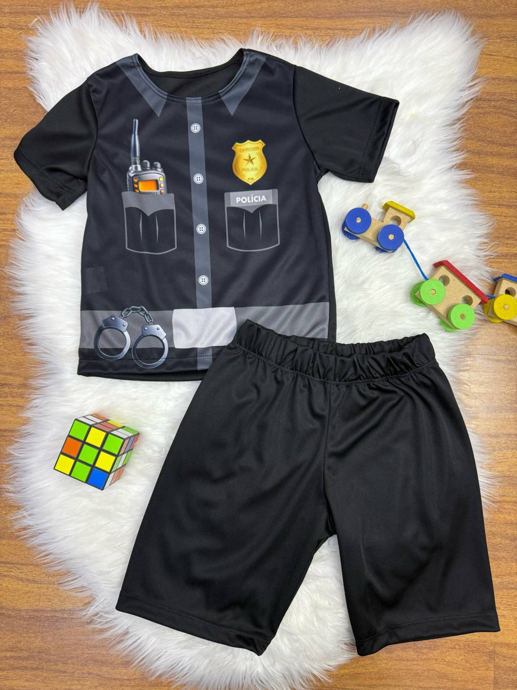 Fantasia Infantil Policial Confortável em Elanca para Festas e Brincadeiras