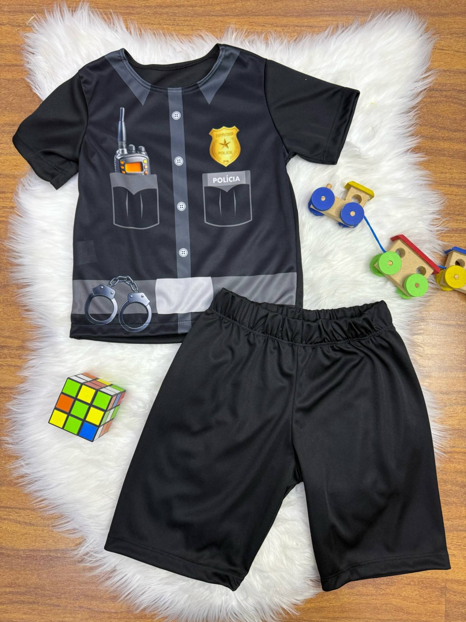 Fantasia Infantil Policial Confortável em Elanca para Festas e Brincadeiras