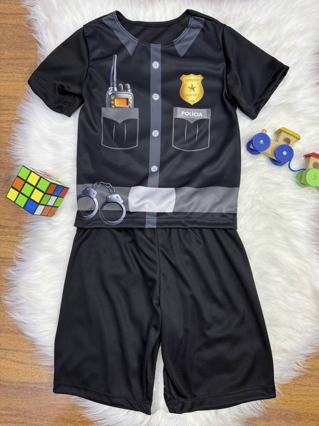 Fantasia Infantil Policial Confortável em Elanca para Festas e Brincadeiras