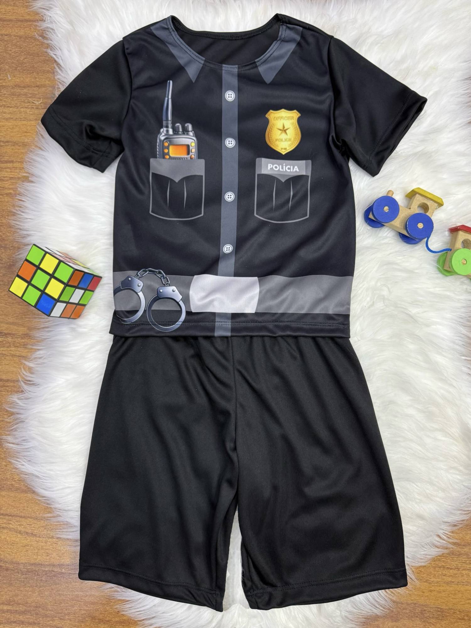 Fantasia Infantil Policial Confortável em Elanca para Festas e Brincadeiras