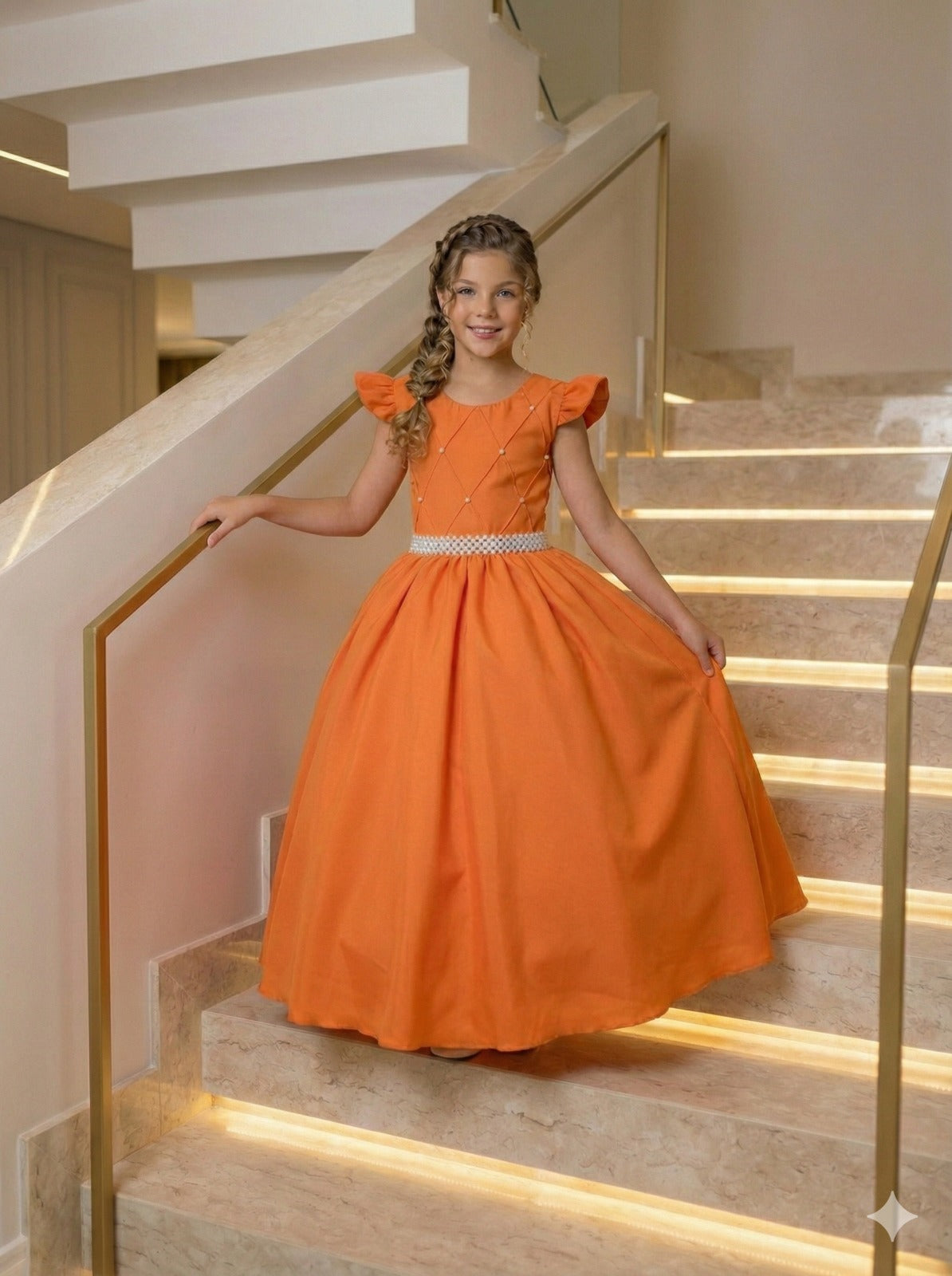 Vestido Longo Terracota com Babado em Tule para Festas e Formaturas
