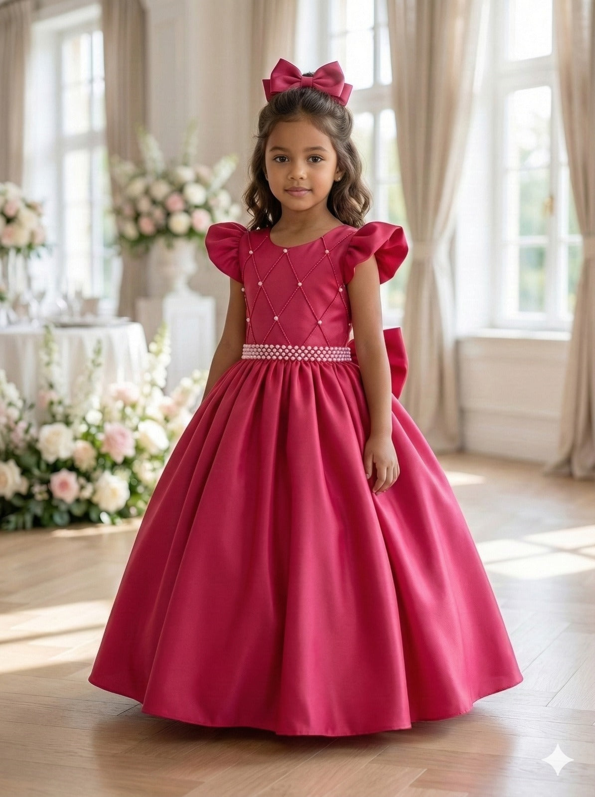 Vestido Longo Pink Com Babado em Tule para Festas e Eventos