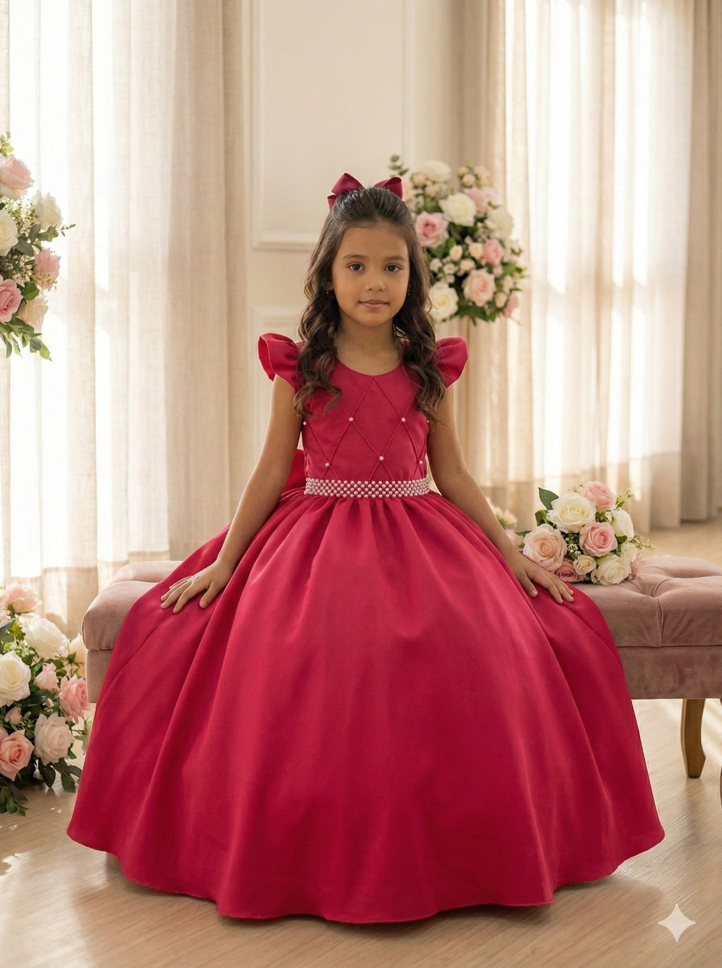 Vestido Longo Pink Com Babado em Tule para Festas e Eventos