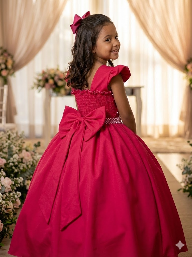 Vestido Longo Pink Com Babado em Tule para Festas e Eventos