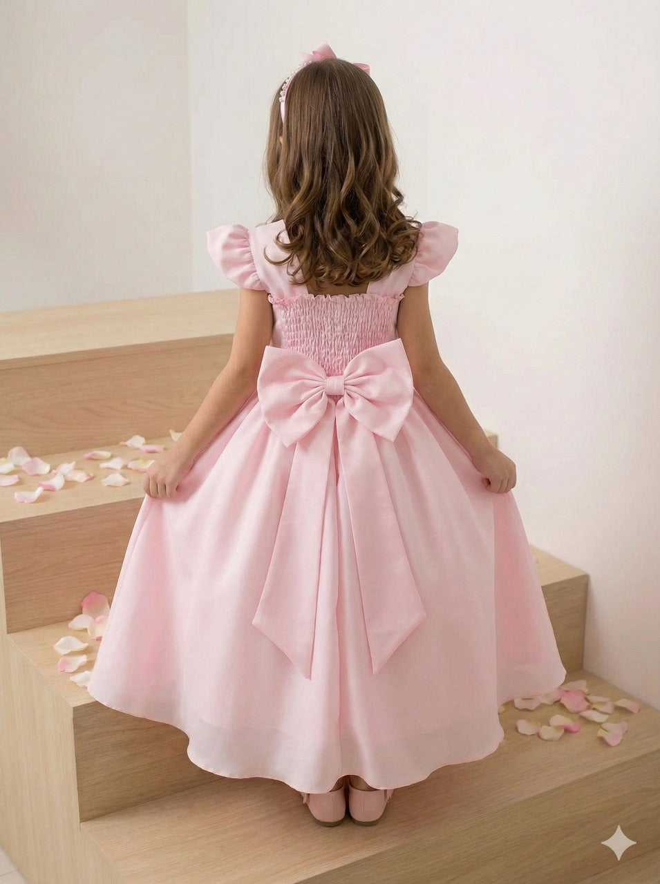Vestido Longo Rosa Bebê em Tule com Babado para Festas e Formaturas