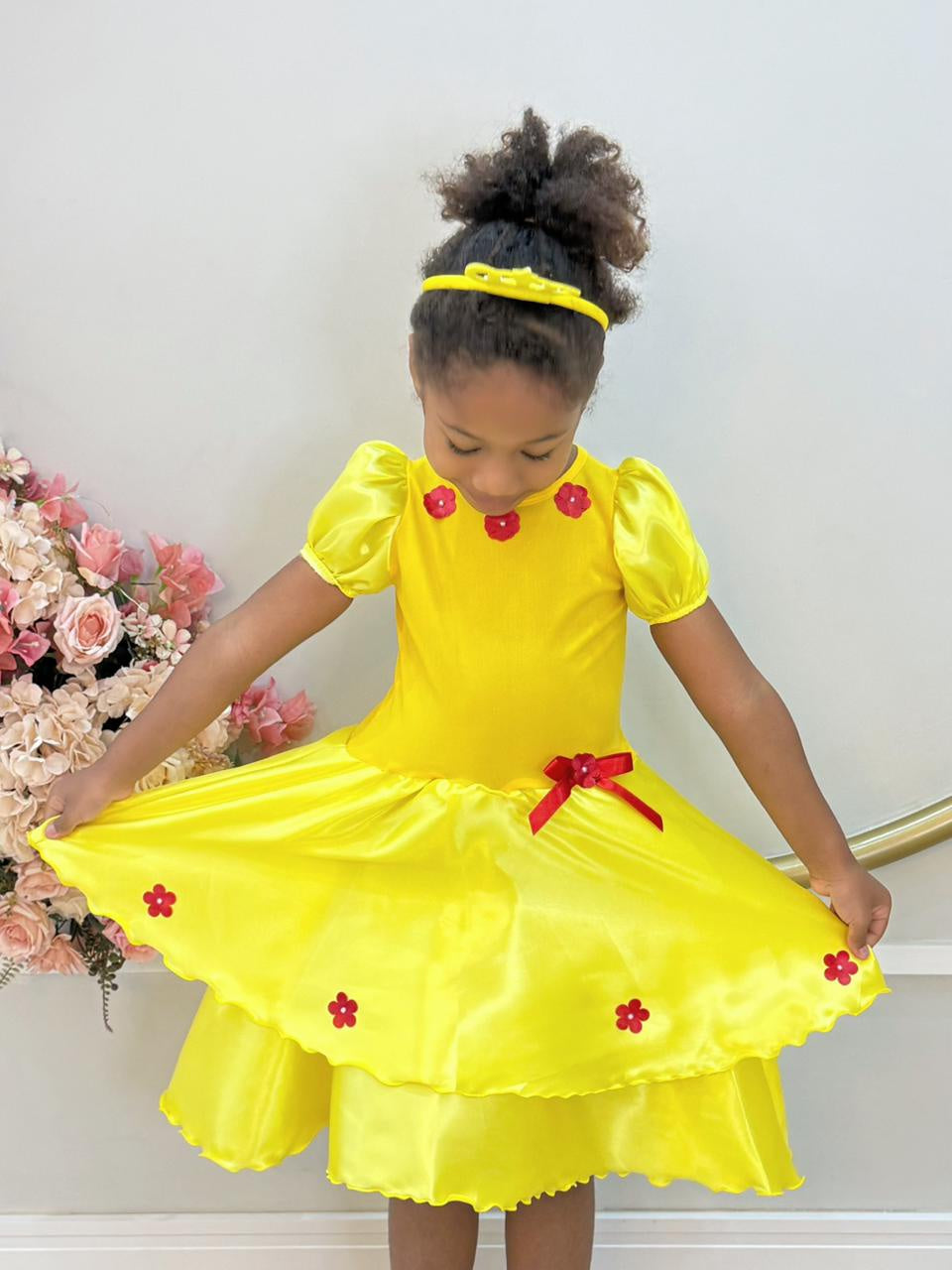 Fantasia Infantil Bela e a Fera com Tiara Luxo