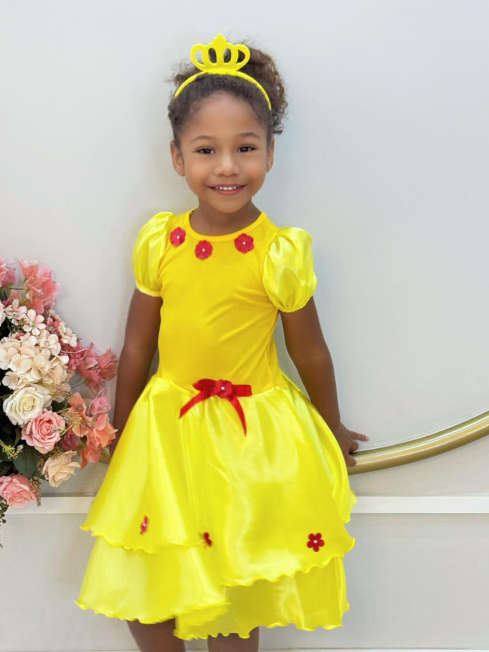Fantasia Infantil Bela e a Fera com Tiara Luxo