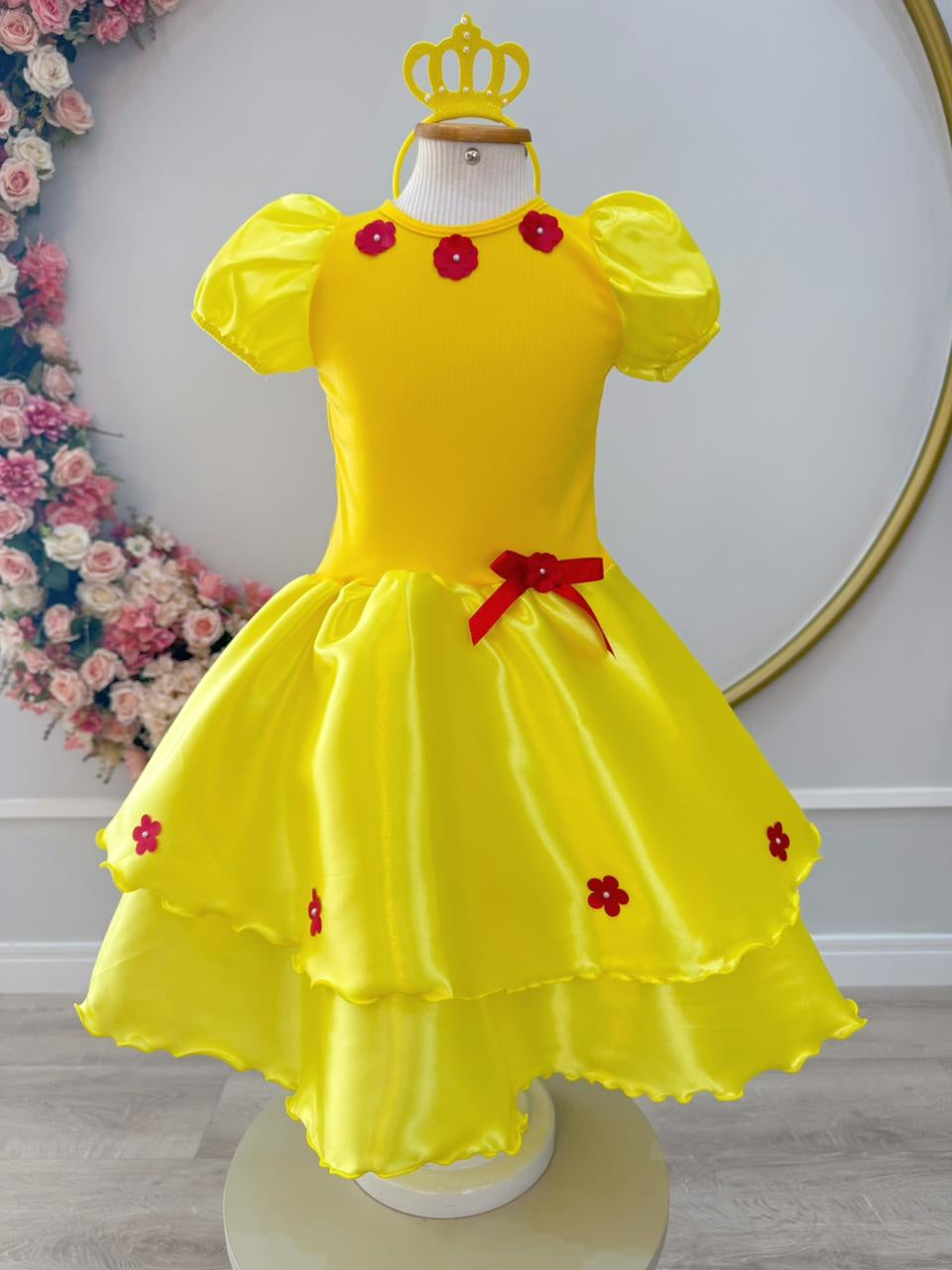 Fantasia Infantil Bela e a Fera com Tiara Luxo