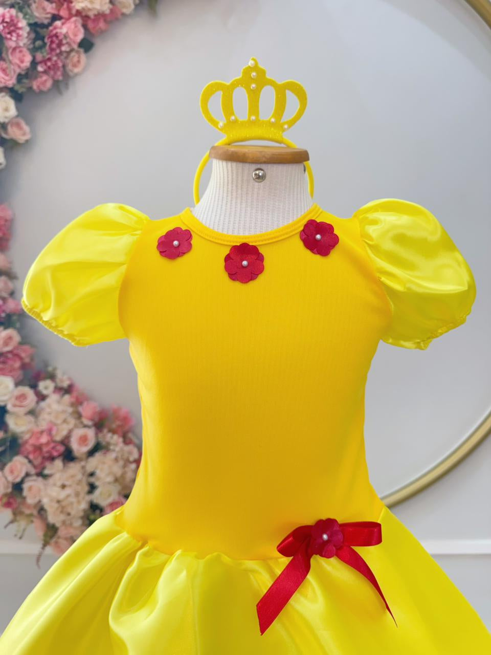Fantasia Infantil Bela e a Fera com Tiara Luxo