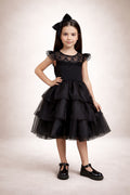 Fantasia Infantil Preto Com Babados Luxo Para Meninas