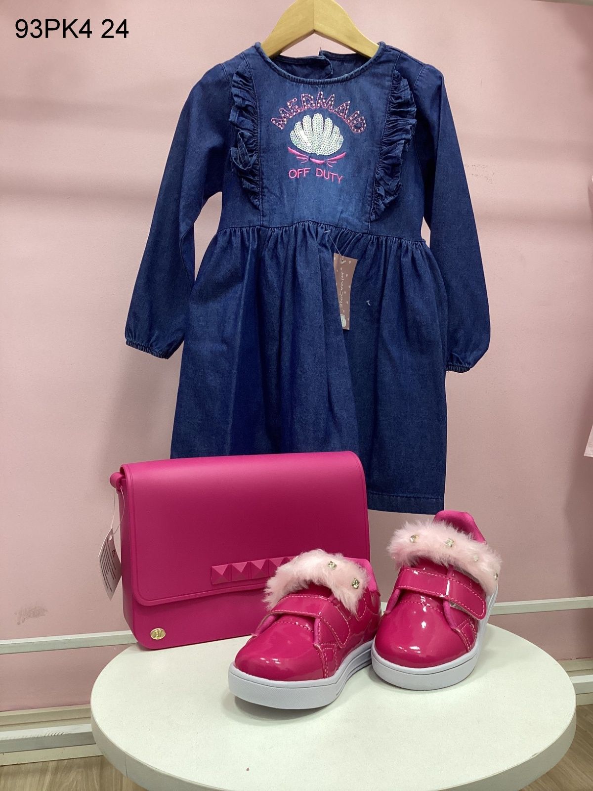 Vestido Infantil Tamanho 4 com Bolsa e Calçado - Kit 3 Peças
