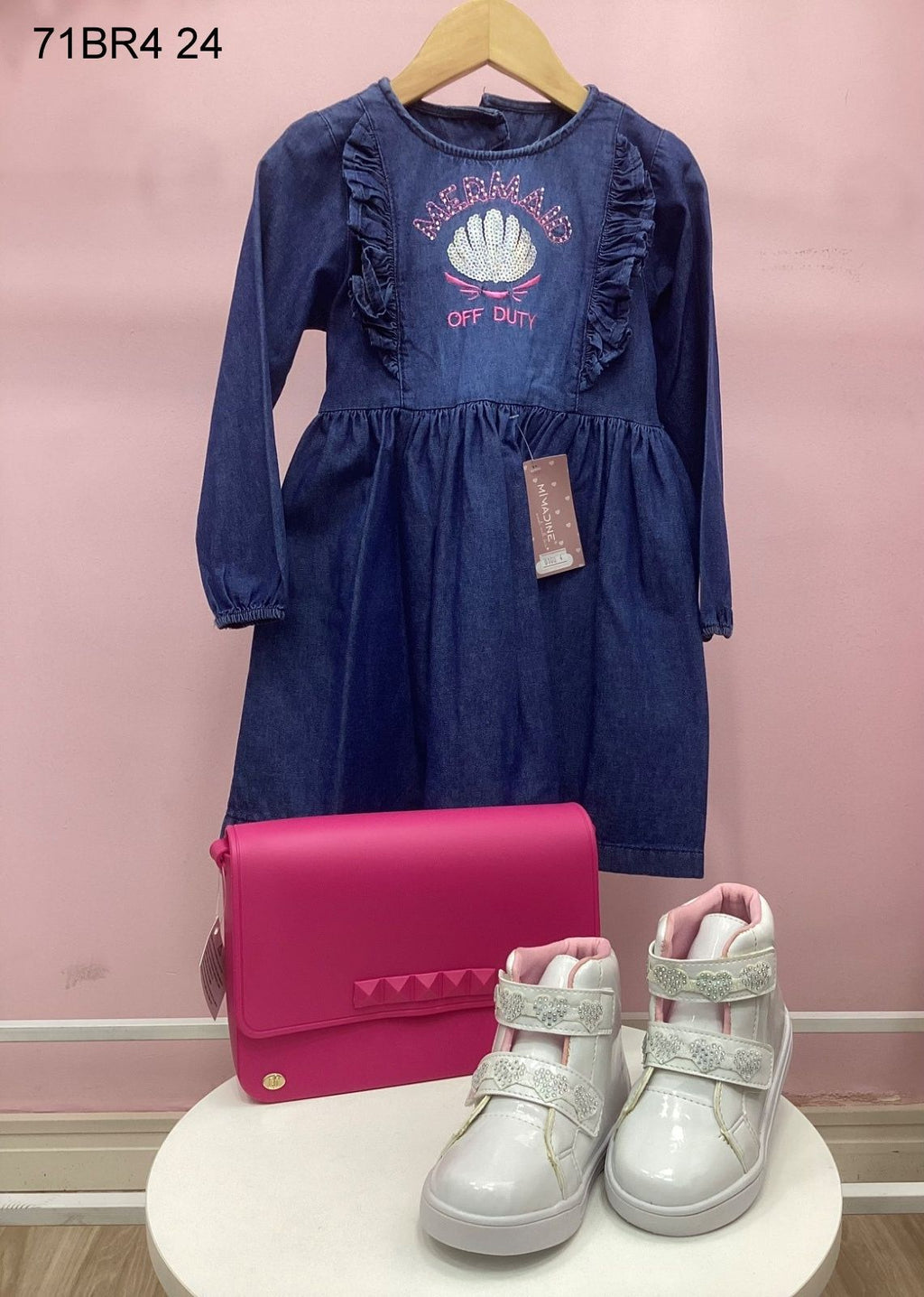 Vestido Infantil Tamanho 4 com Bolsa e Calçado - Kit 3 Peças