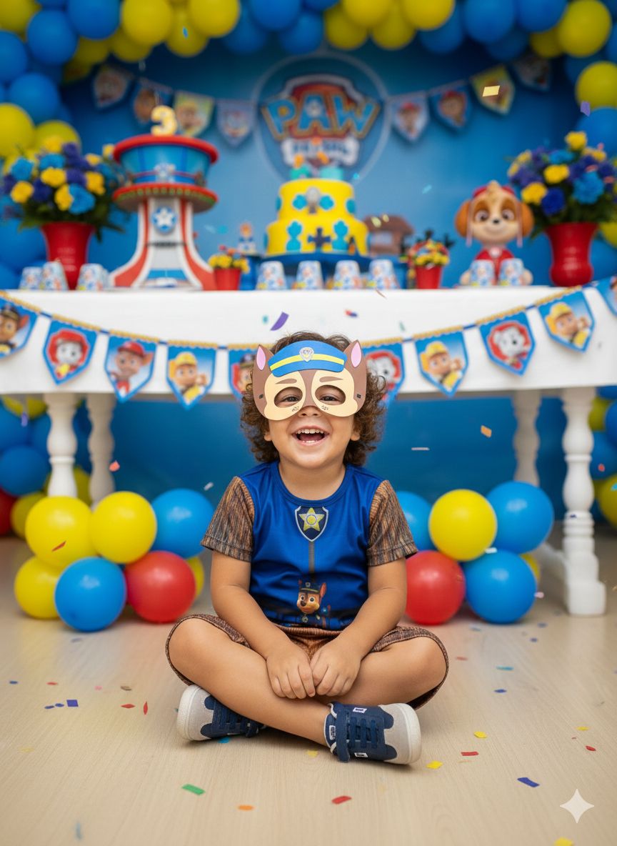 Fantasia Temática Patrulha Canina com Máscara em Poliéster