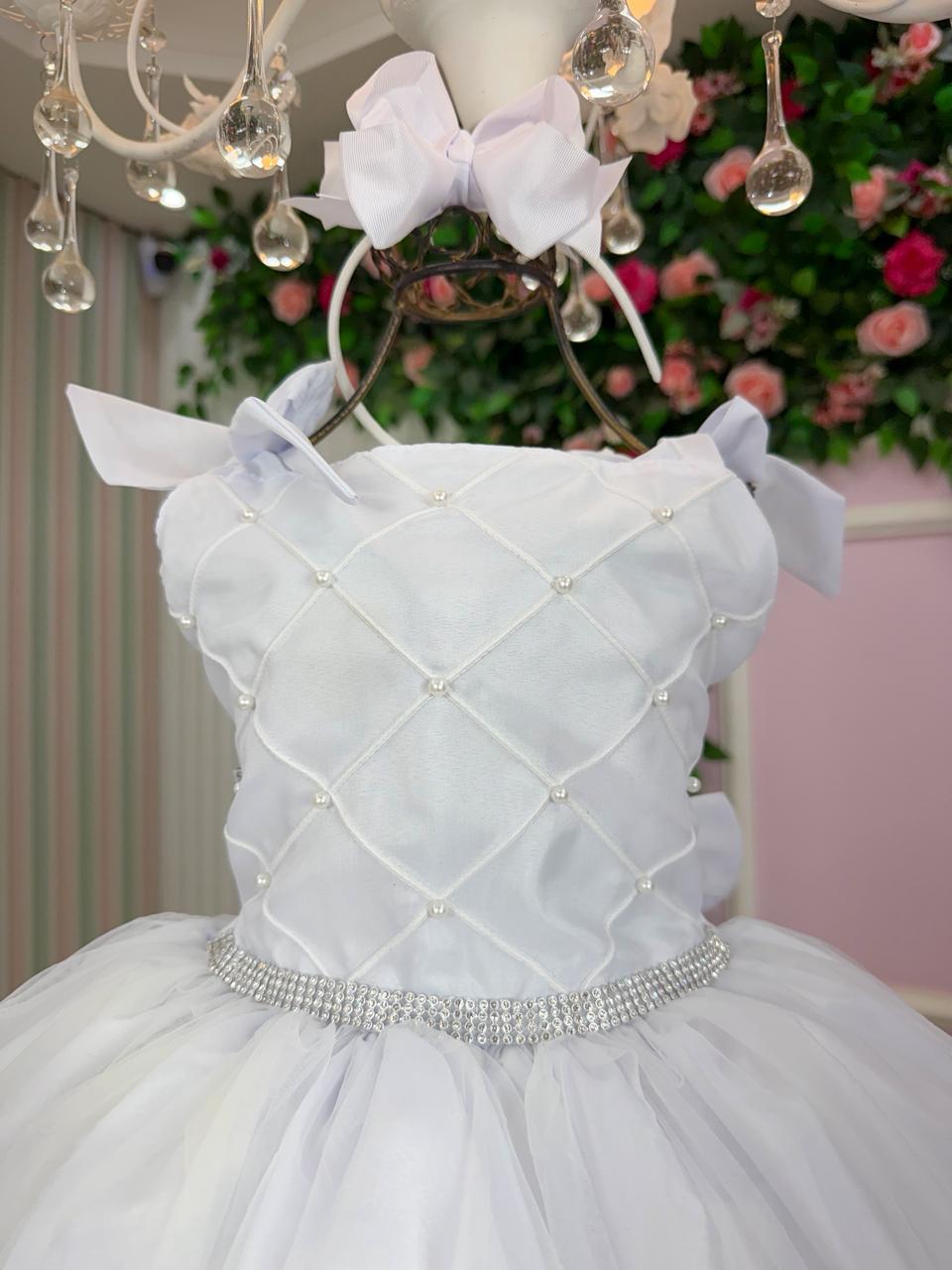 Vestido Infantil Elegante em Tule Verde Profundo