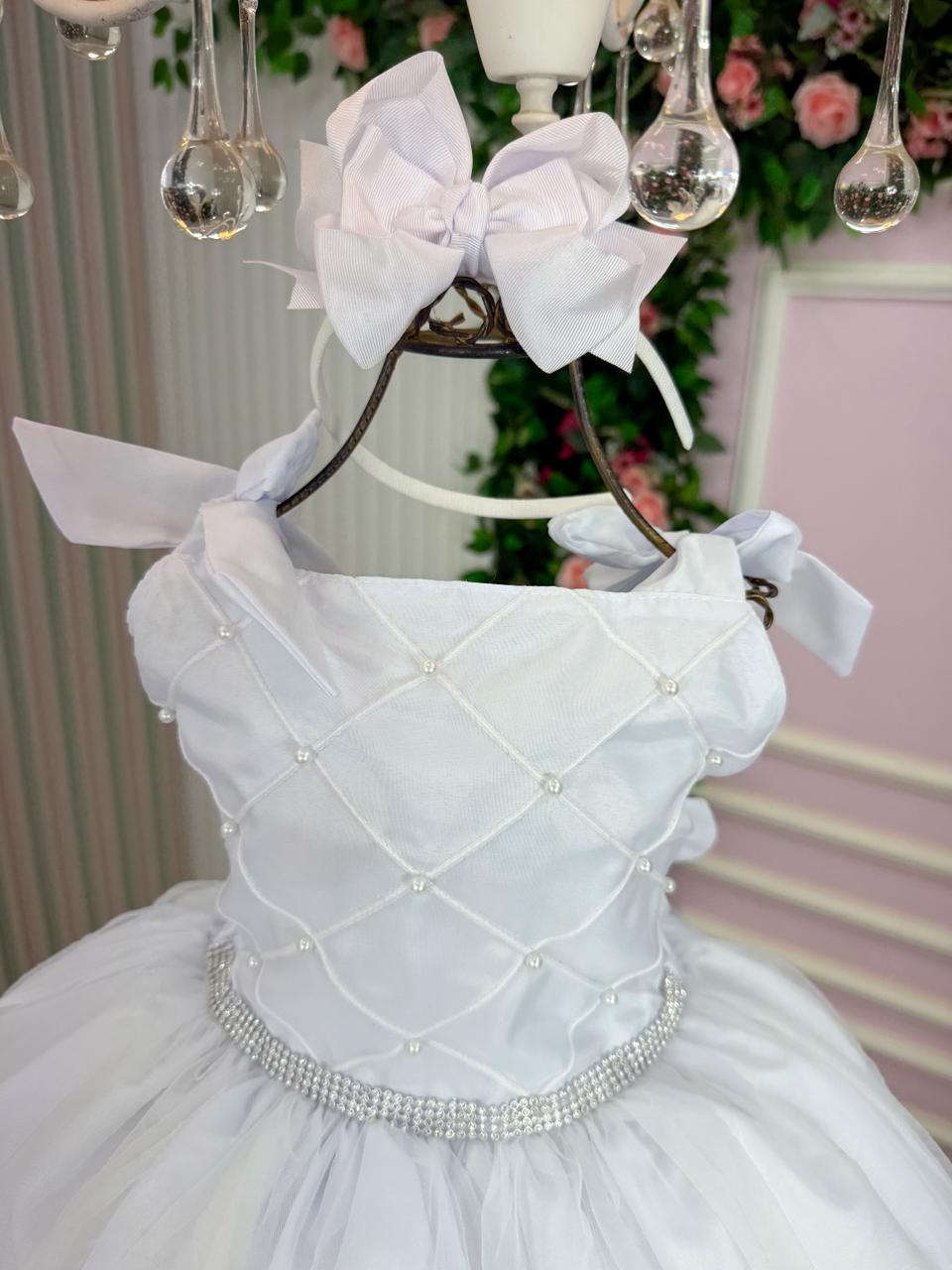 Vestido Infantil Elegante em Tule Verde Profundo