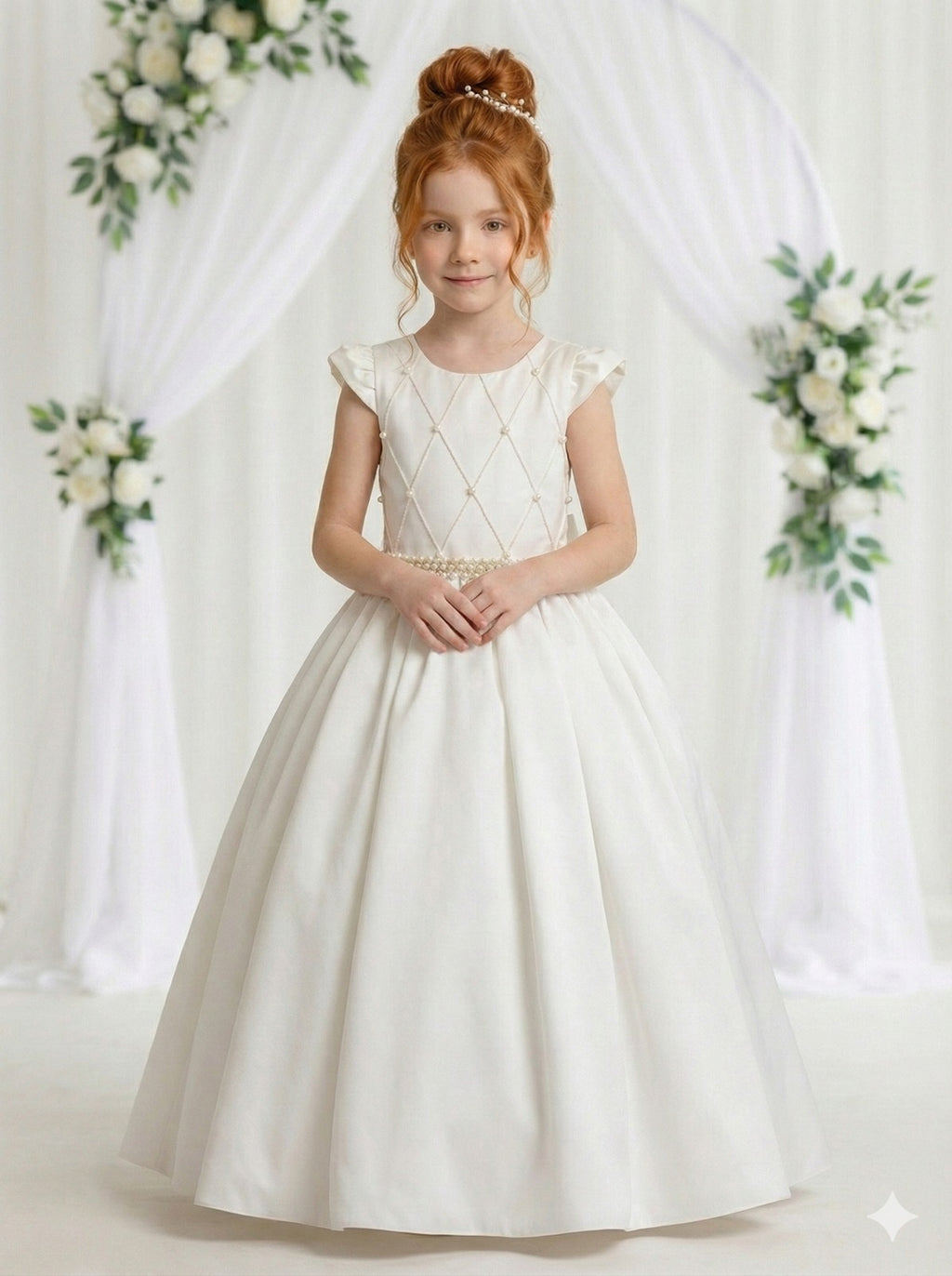 Vestido Longo Off White com Babado de Tule para Festas e Formaturas