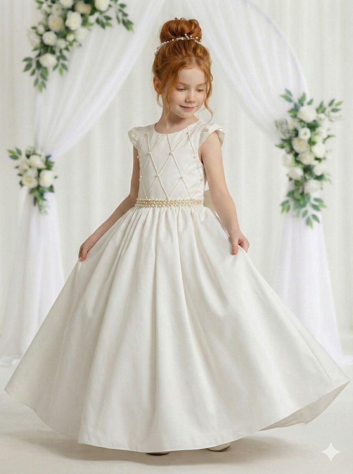 Vestido Longo Off White com Babado de Tule para Festas e Formaturas