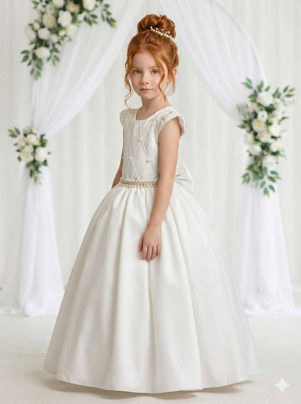 Vestido Longo Off White com Babado de Tule para Festas e Formaturas