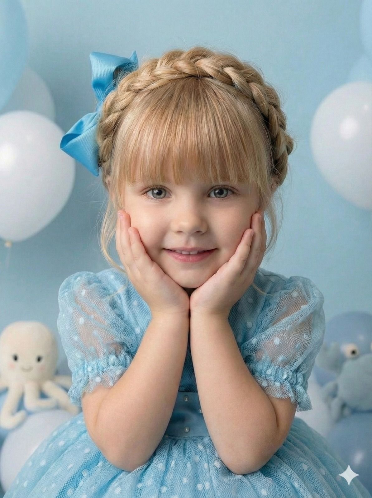 Vestido Infantil Azul Tiffany com Bolinhas e Laço nas Costas