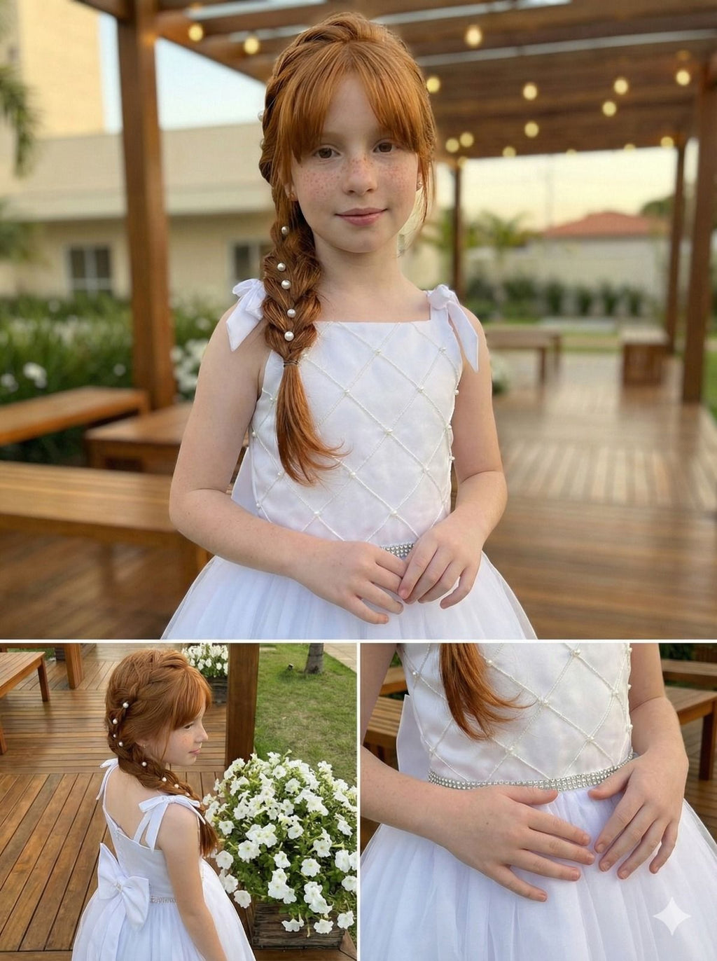 Vestido Infantil Elegante em Tule Verde Profundo