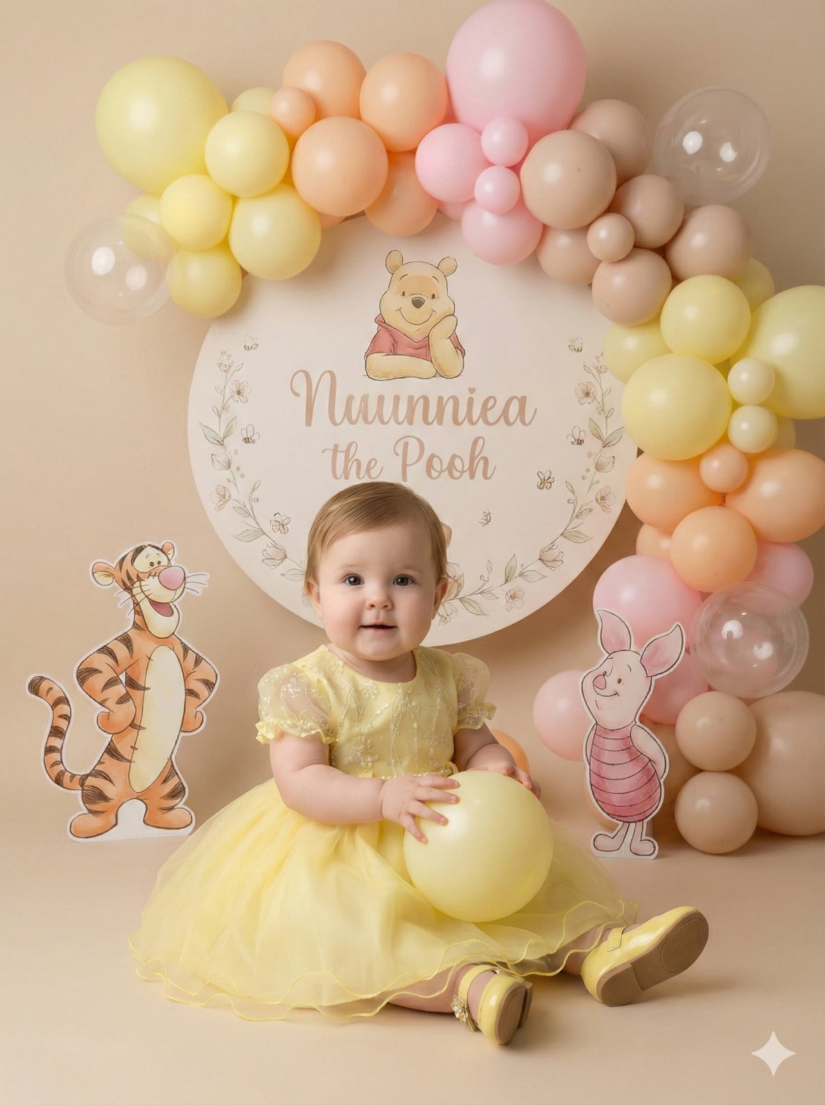 Vestido Infantil Amarelo em Tule com Detalhes em Pérolas