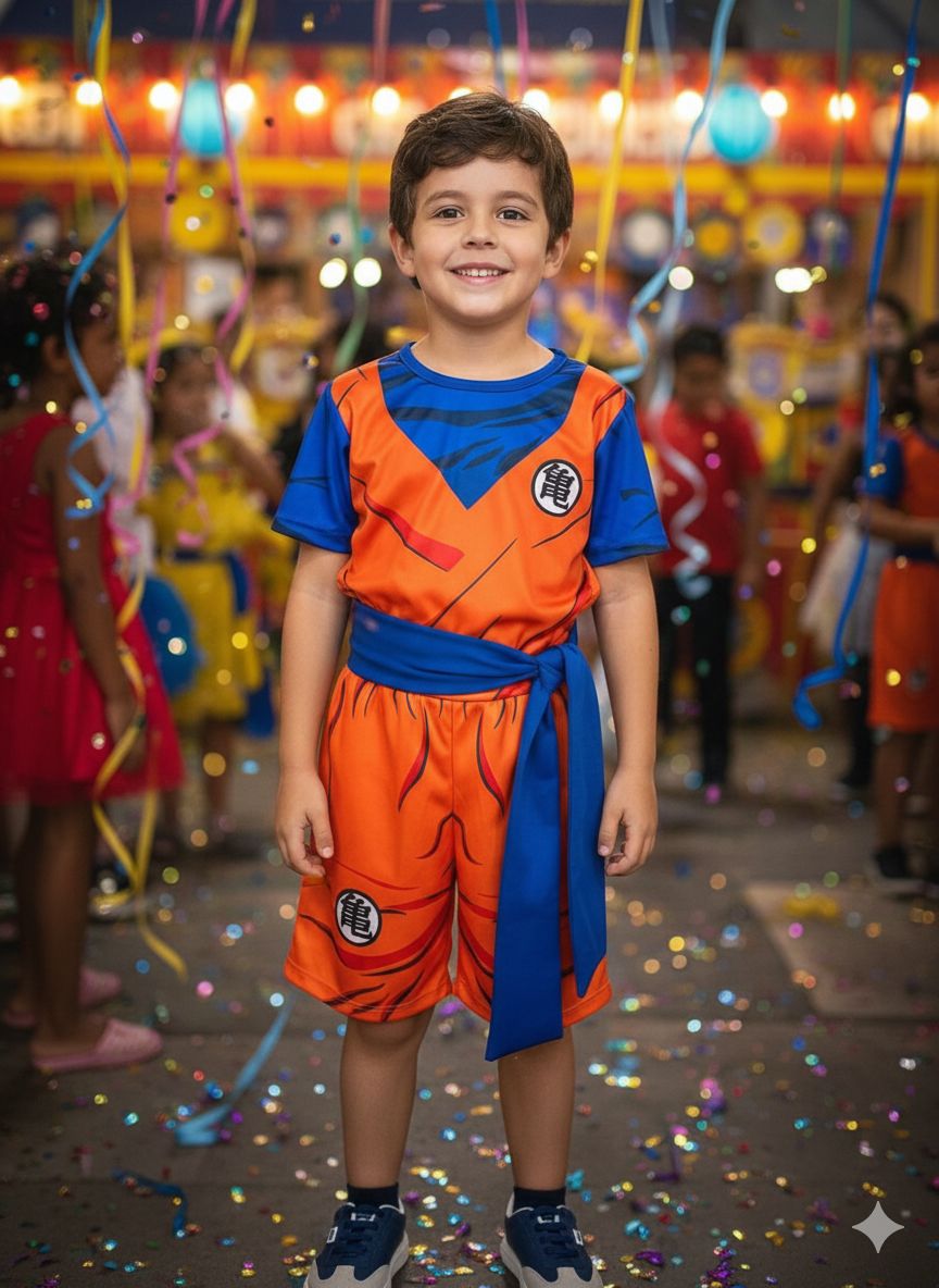 Fantasia Temática Goku em Tecido 100% Poliéster