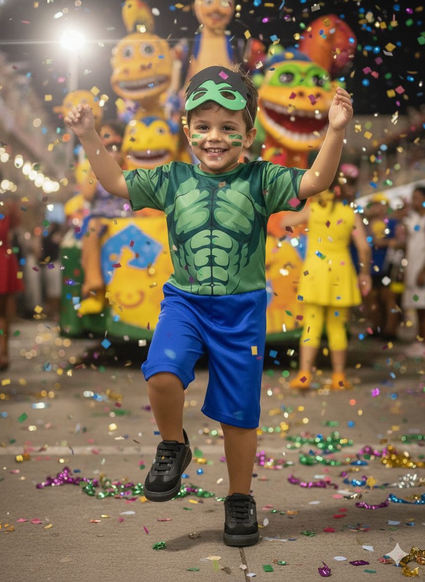 Fantasia Temática Hulk com Máscara em Poliéster