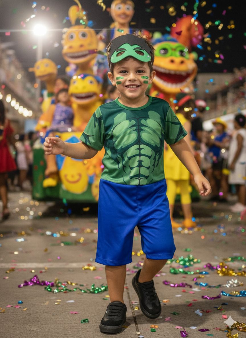 Fantasia Temática Hulk com Máscara em Poliéster
