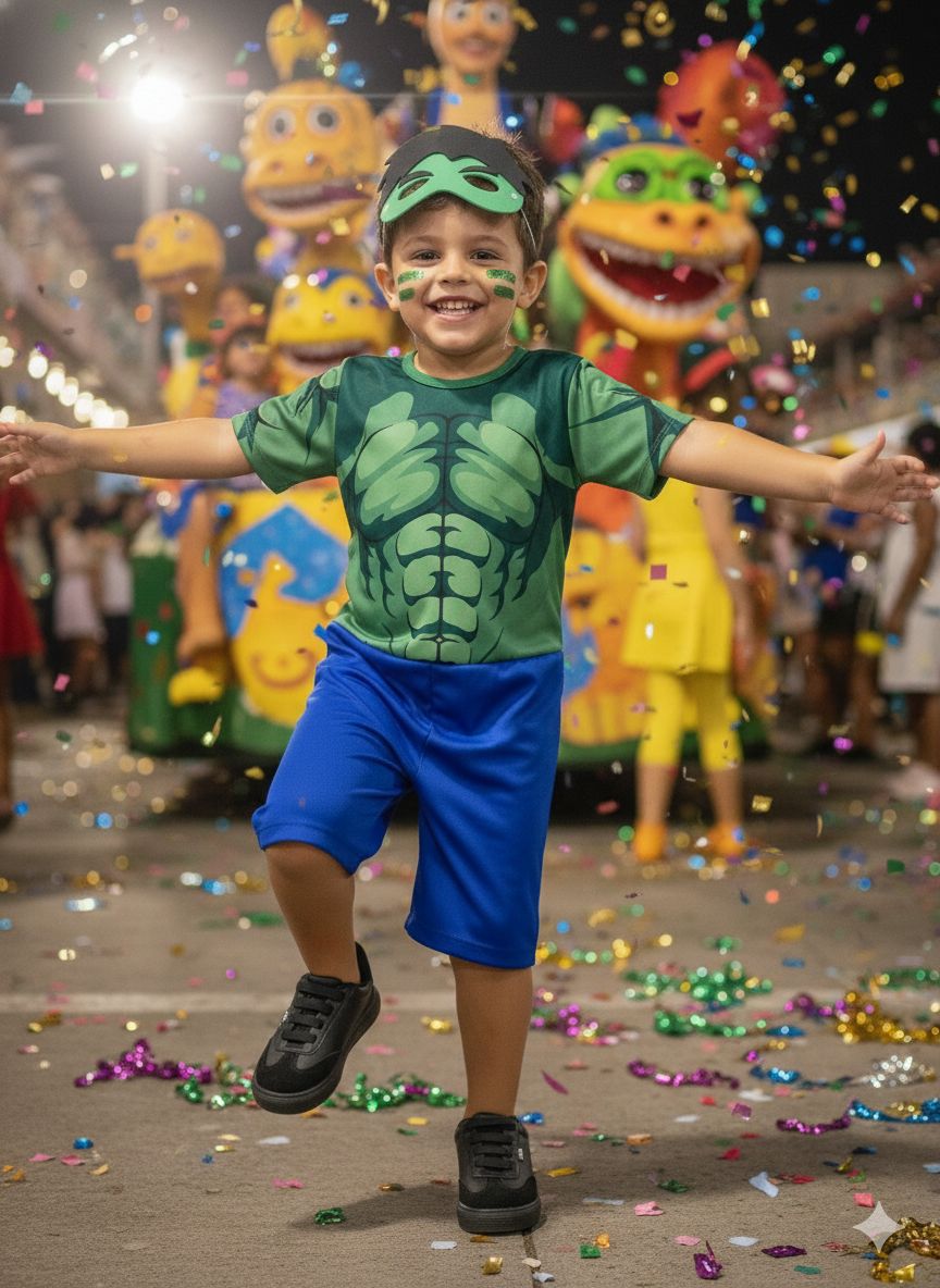 Fantasia Temática Hulk com Máscara em Poliéster
