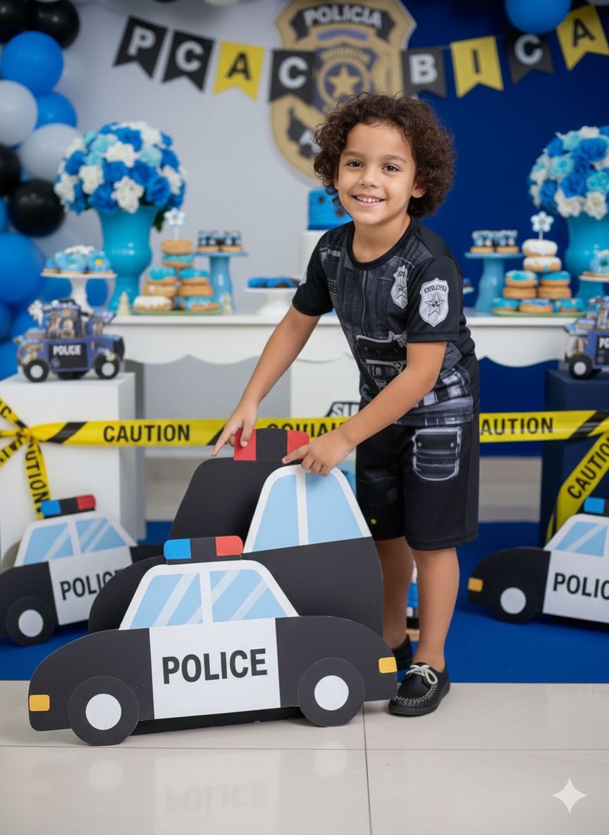 Fantasia Temática Policial em Poliéster para Crianças
