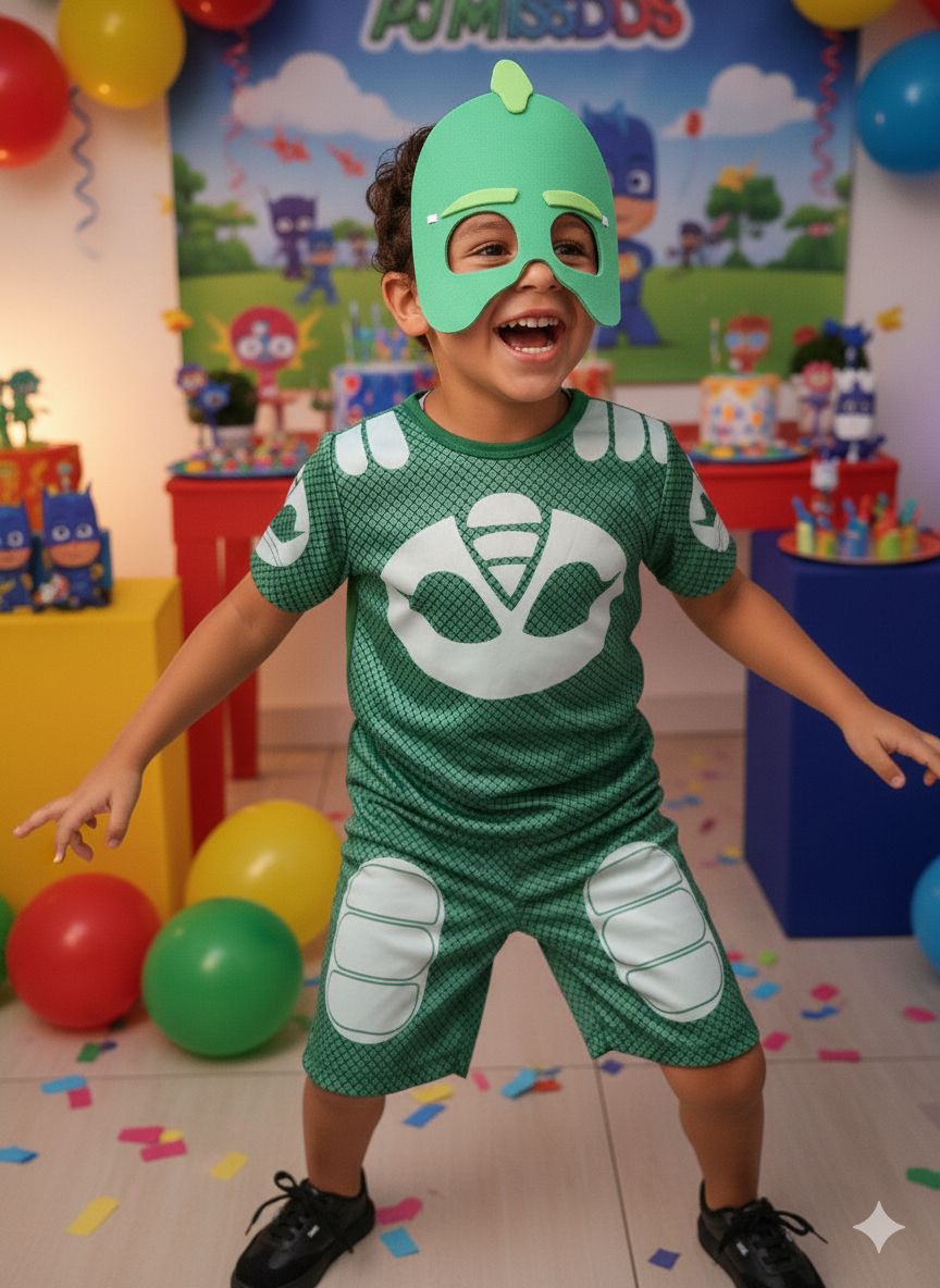 Fantasia Menino-Gato PJ Masks com Máscara em Poliéster