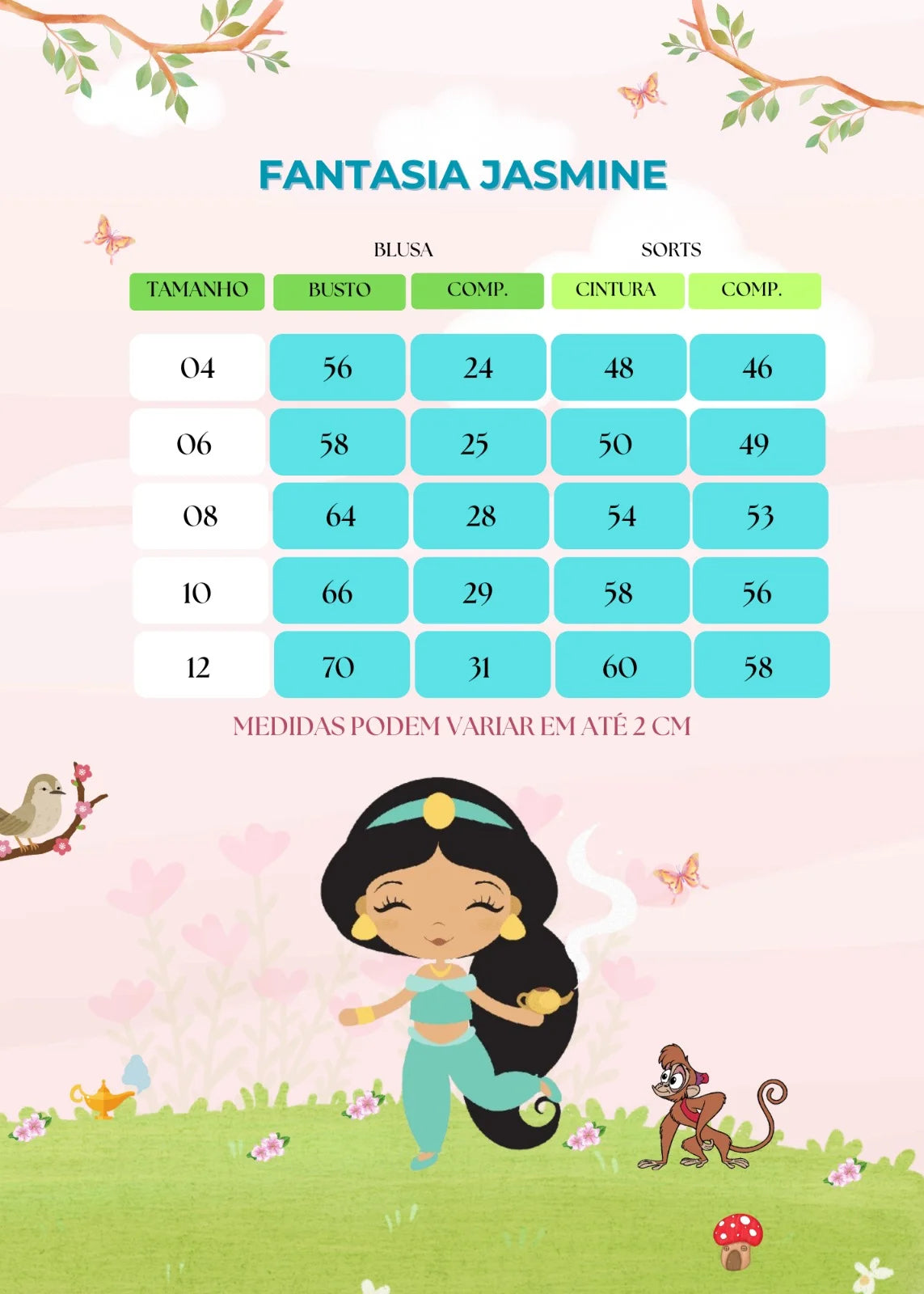 Fantasia Princesa Verde Tiffany em Tecido Cetim 100% Poliéster