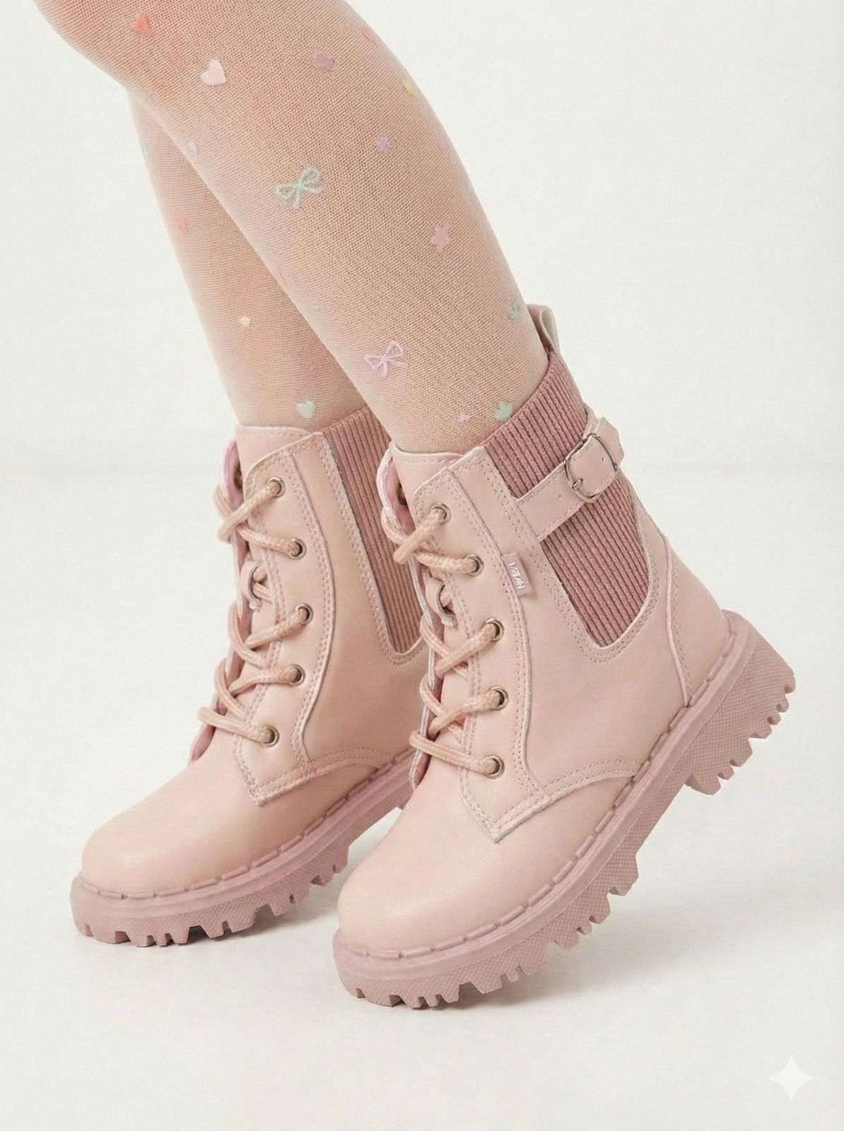 Bota Infantil Coturno Confortável em Material Sintético Jade Rose