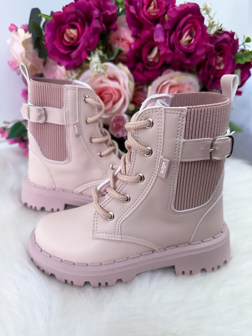 Bota Infantil Coturno Confortável em Material Sintético Jade Rose