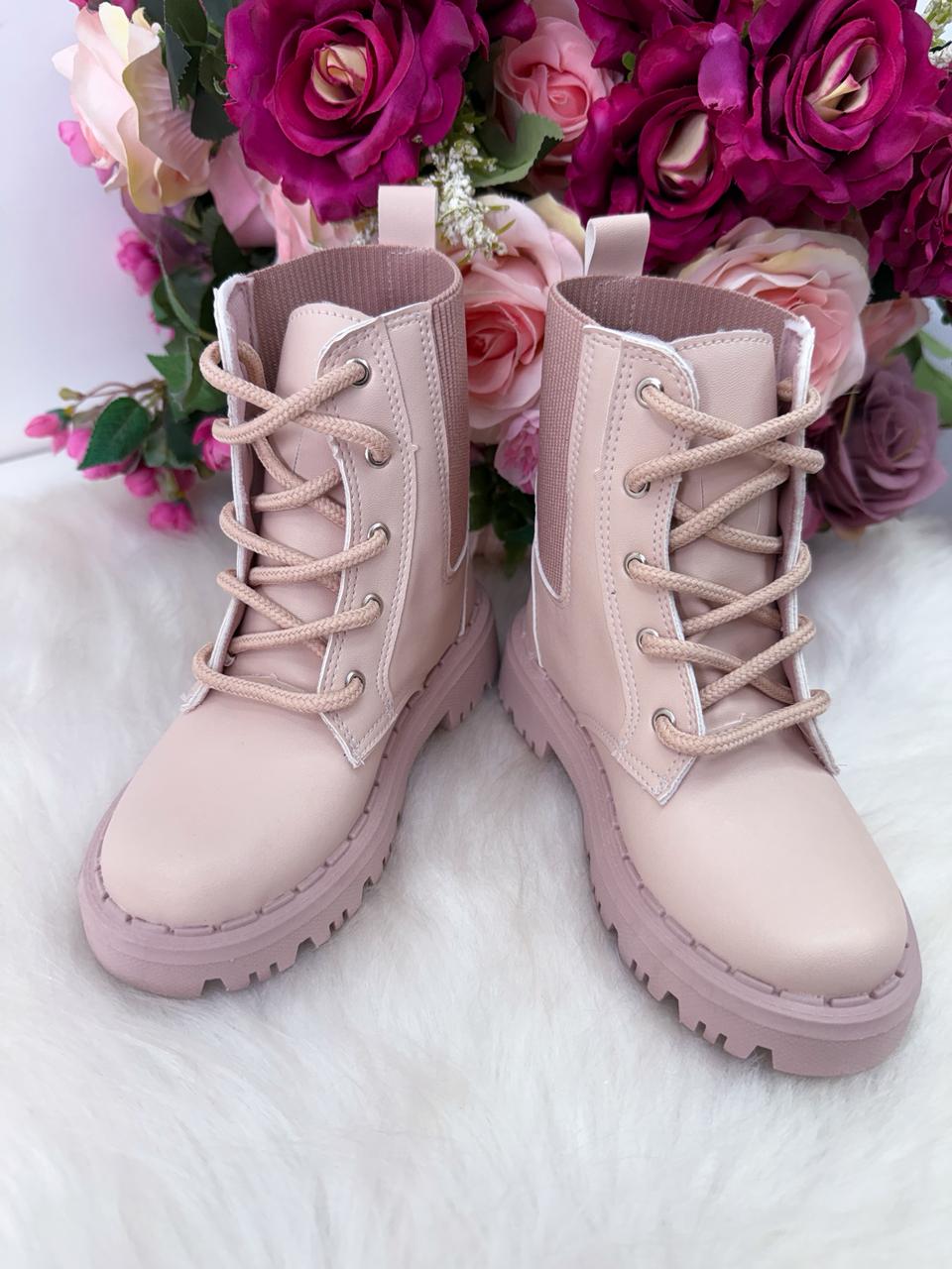 Bota Infantil Coturno Confortável em Material Sintético Jade Rose