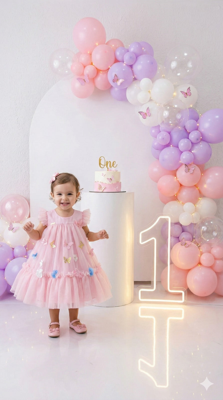 Vestido Infantil Luxo Jardim Encantado Rosa em Tule para Bebê