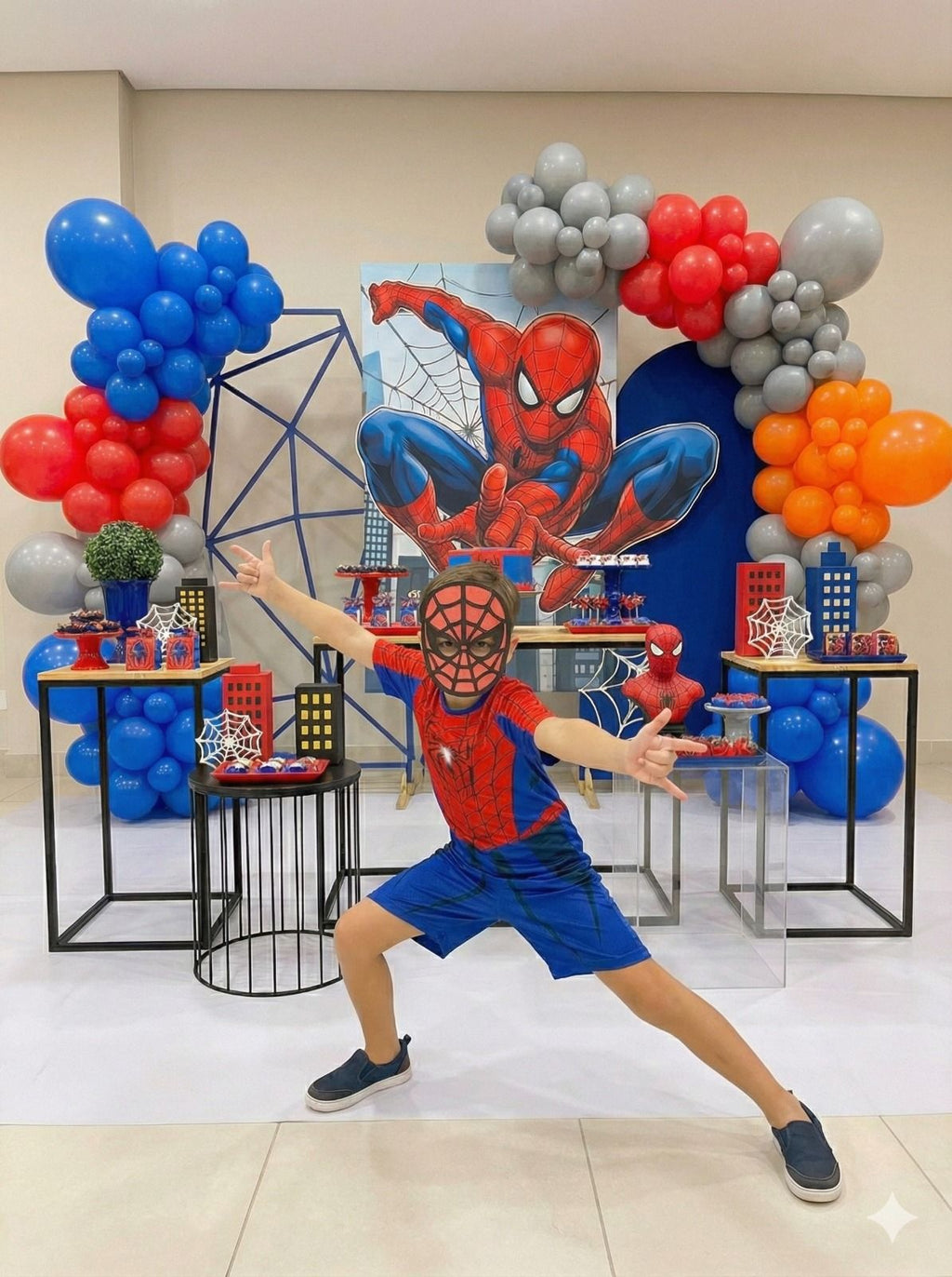 Fantasia Temática Homem Aranha com Máscara para Crianças