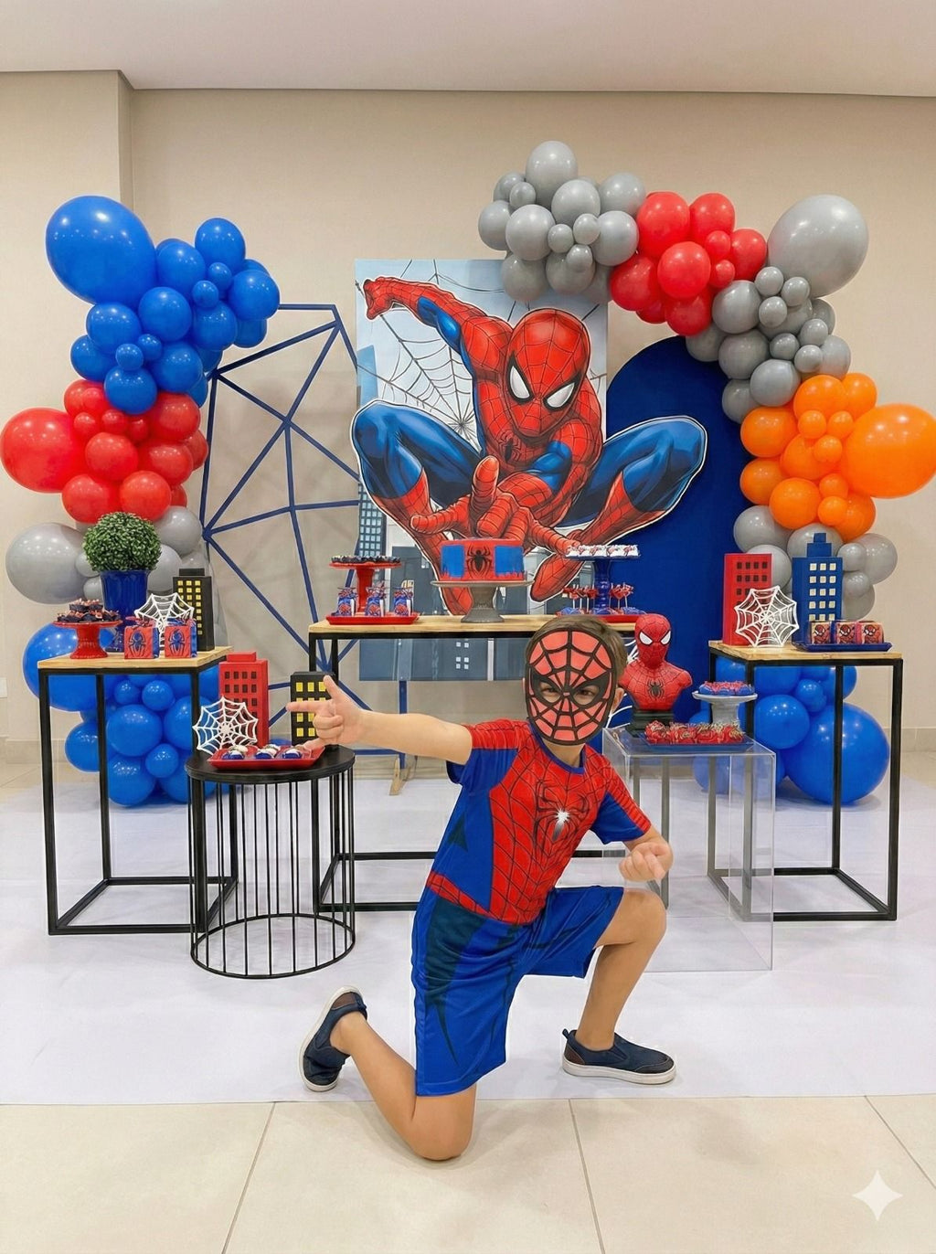 Fantasia Temática Homem Aranha com Máscara para Crianças