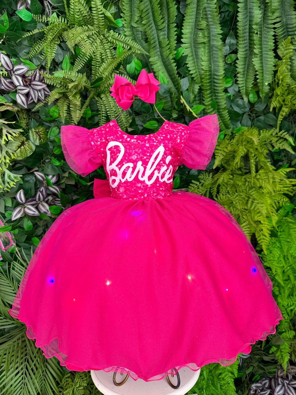 Vestido Pink Luxinho com LED para Crianças