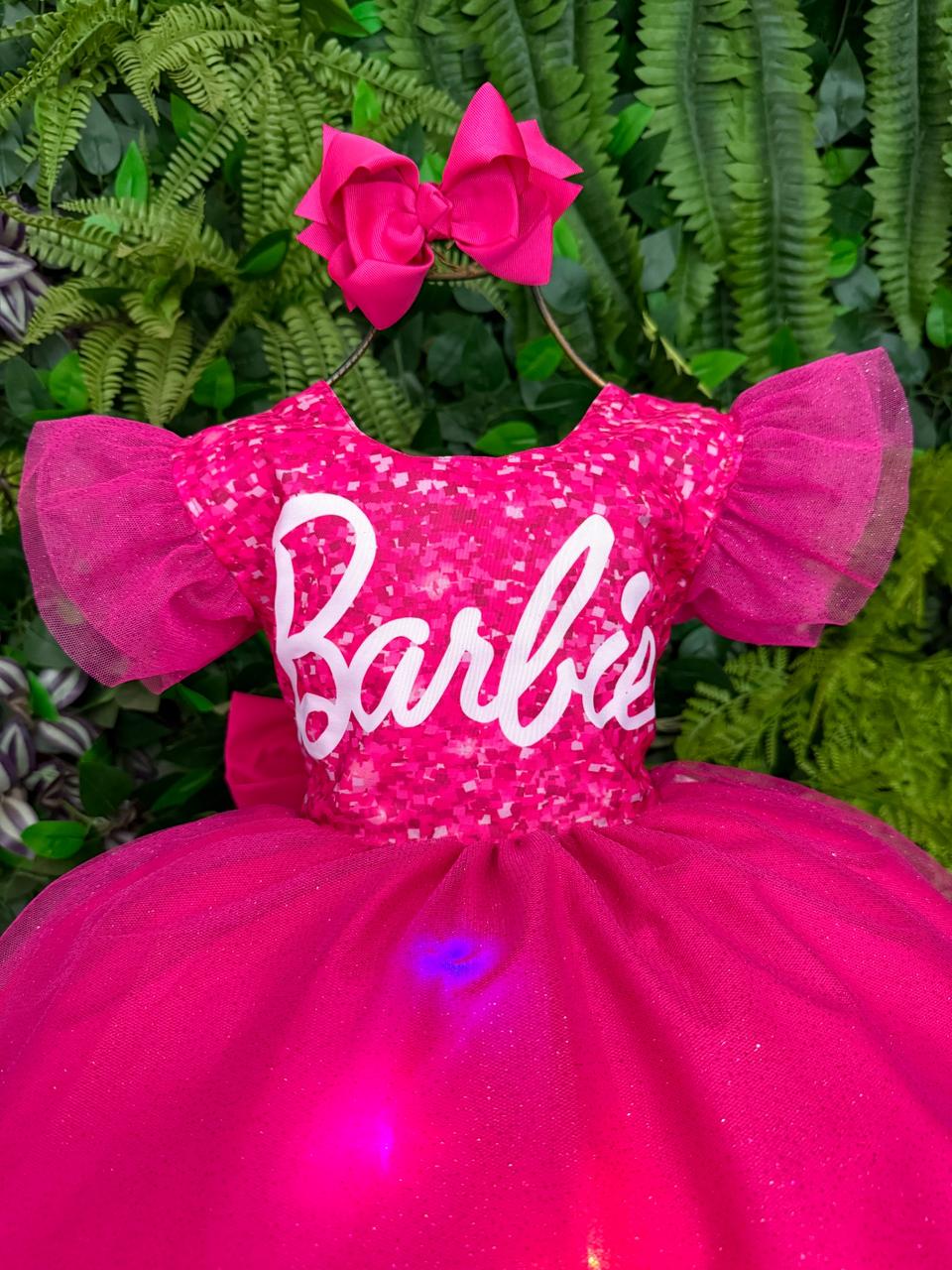 Vestido Pink Luxinho com LED para Crianças
