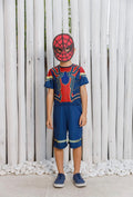 Fantasia Homem Aranha Infantil em Elanca Vermelha e Amarela com Máscara