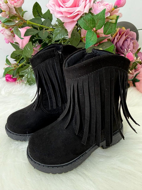 Bota Infantil Estilo Texana Boiadeira em Material Sintético Preto