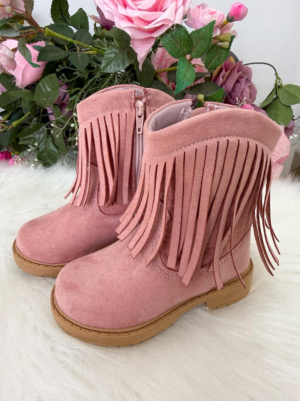 Bota Infantil Texana Boiadeira Rosa em Material Sintético
