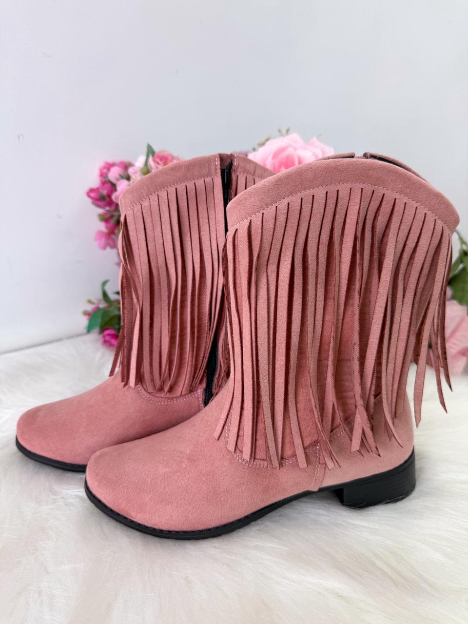 Bota Infantil Texana Boiadeira Rosa em Material Sintético
