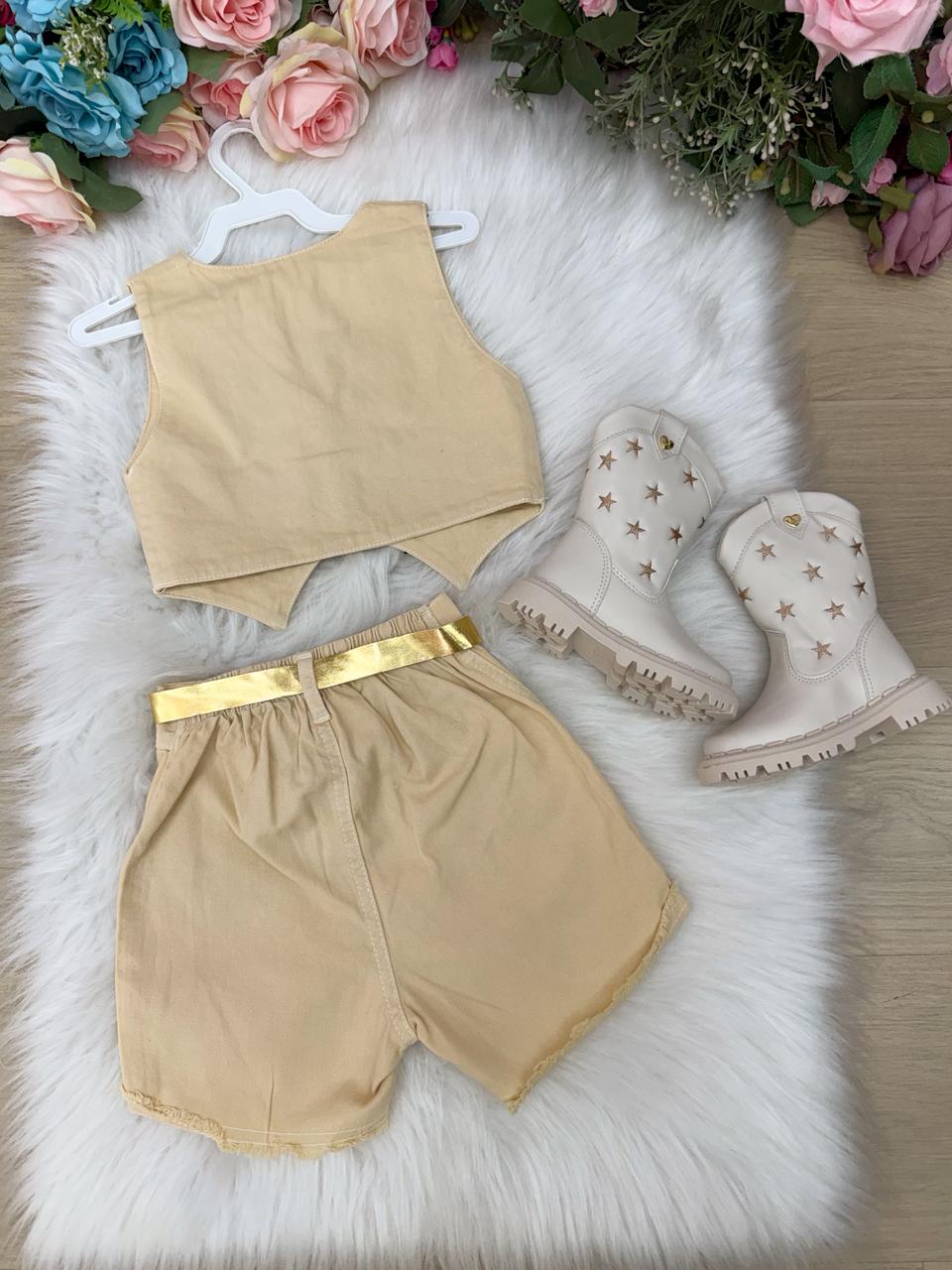 Conjunto Estrelado Dourado Blogueirinha Boiadeira