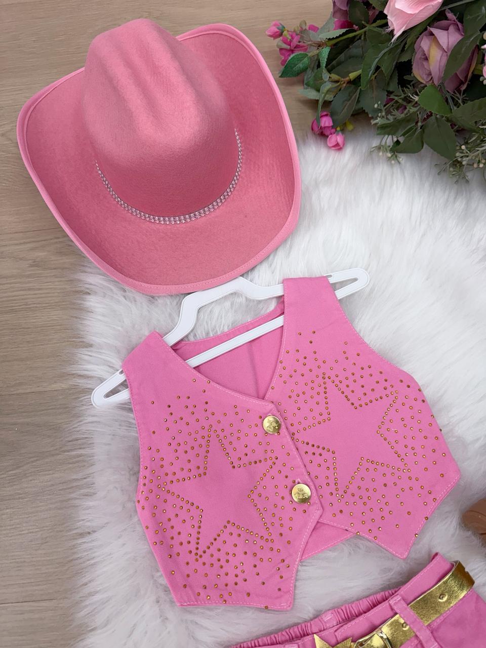 Conjunto Estrelado Rosa para Blogueirinha Boiadeira